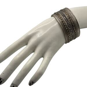 Lucky Brand Antiqued Silver-Tone Marcassite Style Cuff Bracelet